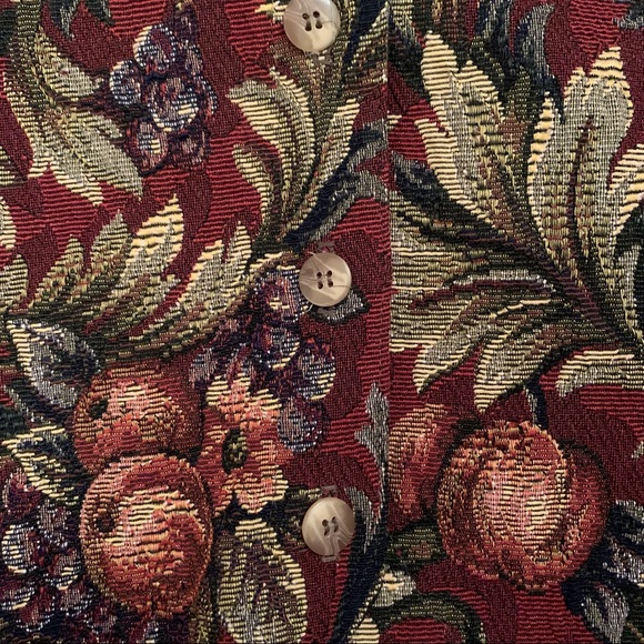 Vintage Orvis Fruit Motif Embroidered Button Vest Waistcoat - Picture 5 of 6